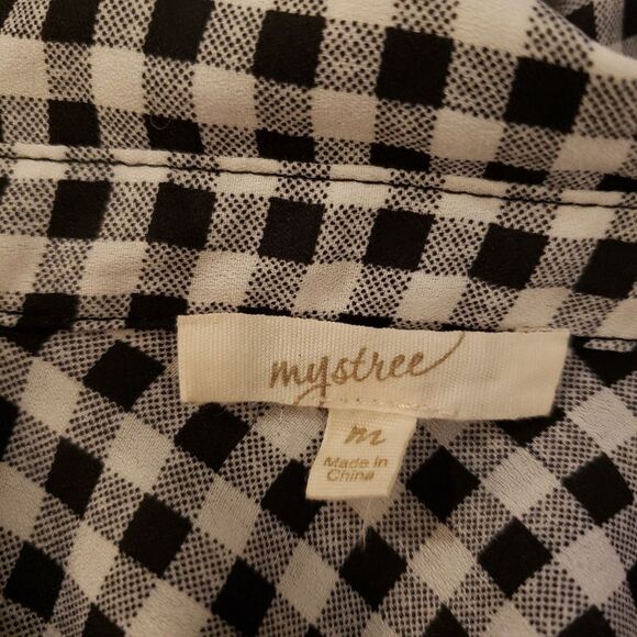 Mystree Gingham Drape Front Top Sz M - Picture 5 of 6
